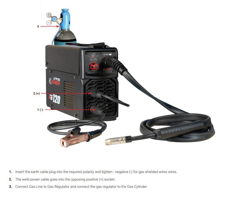 Gas Gasless Synergic KUMJRVM120 Free Wire Torch UNIMIG Viper 120 Mig Welder 