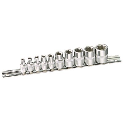 Torx Socket Set on Rail 10 Piece 1/4" & 3/8" Drive Kincrome 02093