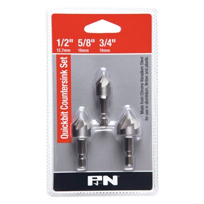 Countersink Set CR-V Quickbit Rose Head 3PC P&N 105CSRSET