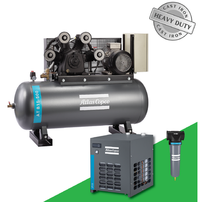 Industrial 1500 LPM 15hp Three Phase Pack (Compressor 500Litre Tank+Dryer +Filter) AT B15-500 1129740164-pack