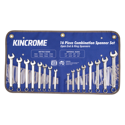 Combination Spanner Set 16 Piece Metric/Imperial Kincrome 1352416