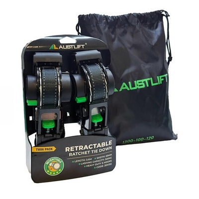 Retractable Ratchet Tie Down 25mm x 3.6m LC 320KG Austlift 204122