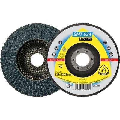 Abrasive mop discs for Stainless Steel, Steel 125 x 22.23mm Grain 80 Convex SMT 624 Supra 322775