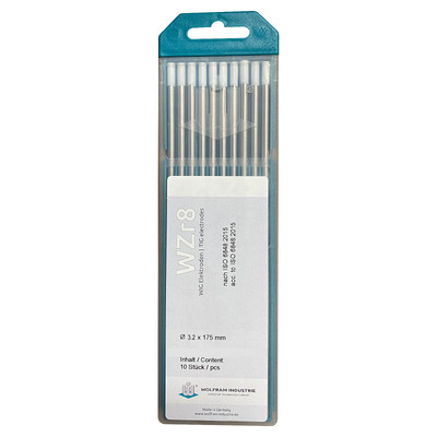 3.2mm X 175mm Zirconium Tungsten TIG Electrodes (10 Sticks) 32WZ8