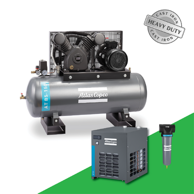 Professional 515 LPM 4hp (Compressor 100 Litre Tank+Dryer +Filter)  3 Phase AB40E100T 4116026427-pack