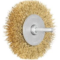 Shaft Mounted Wheel Brushes Brass Wire Crimped 6mm Shaft Pferd 43106002