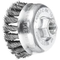 Twist Knot Steel Cup Brush 65mm M14 Thread and M10 X 1.5 Adaptor Pferd 47701009