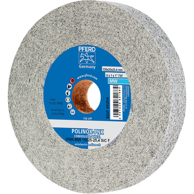 Polinox Convolute Wheel 150mm x 25mm x 25.4mm SiC Fine (Medium Soft) Pferd 47802641
