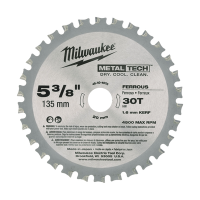 Ferrous Metal Circular Saw 135mm (5-3/8") 30 Teeth Milwaukee 48404070