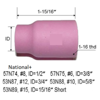 Large Diameter Alumina Nozzles For Gas Lens Size 12 (3/4") Suits 17/18/26 Torch 53N87 Pkt : 2