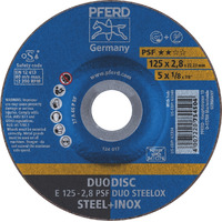 Duodisc Cut-Off & Grind Wheel Inox / Steel E 125mm x 2.8mm Pferd 62012620 Each