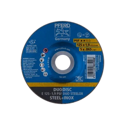 DuoDisc Cut-Off/Grinding Disc E 125-1,9 PSF DUO STEELOX Pferd 62012630-5 Pack of 5