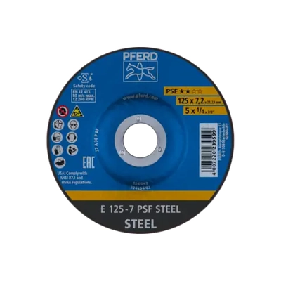 Grinding Wheel E 125mmx7.2x22.23 mm 5" Depressed Centre PSF Steel Pferd 62012634-5 Pack of 5