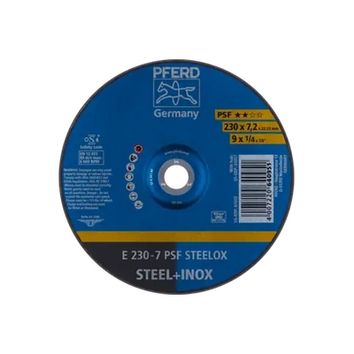 Grinding Wheel GP Centre Steelox for Steel/Stainless Steel E 230mmx7.2x22.23mm PSF Pferd 62023640 Pack of 10