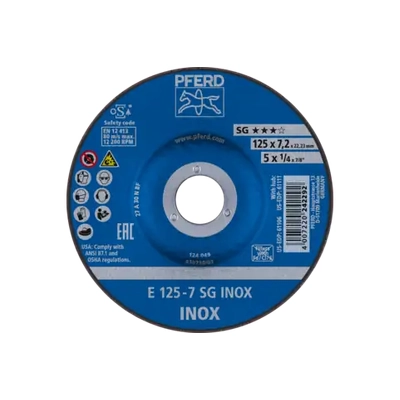 Grinding wheels SG INOX 125mm (5") x 22.23 x 7.2mm Pferd 62212623 Each Disc