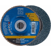 Flap Disc Polifan 100mm 4" 40G GP Zirconia Inox Pferd 67764100 Pack of 10