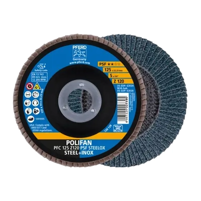 Polifan Flap Disc 125mm 5" 120G GP Zirconia Inox Pferd 67769125