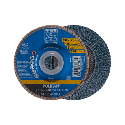 Polifan Flap Disc 125mm 5" 40G GP Zirconia Inox Pferd 6777012-10 Pack of 10