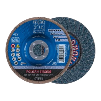POLIFAN Flap Discs PFC 125 x 22.23 mm conical Z50 Zirconia SGP Strong Steel Pferd 67788125 Each 