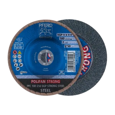 POLIFAN STRONG Flap Disc PFC 180 x 22.23 mm conical Z50 SGP STEEL for steel 67788180