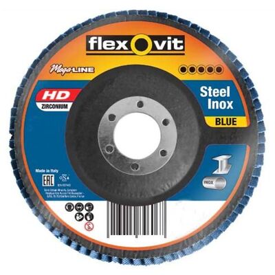 Zirconia Inox Angled Flap Disc 125mm 40Grit Flexovit Megaline 78072761220