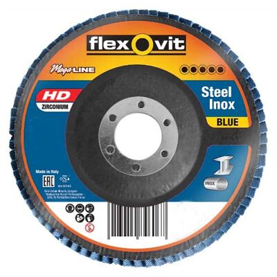 Zirconia Inox Angled Flap Disc 125mm 80 Grit Flexovit Megaline 78072761222 Pack of 10