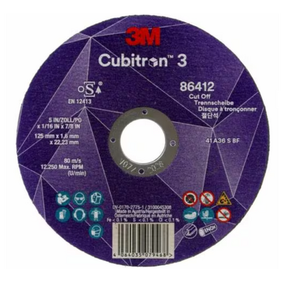 Cubitron™ 3 Cut-Off Wheel 125 x 1 x 22.23 mm 60+, T41 (86647) UU012137913 Pack of 50