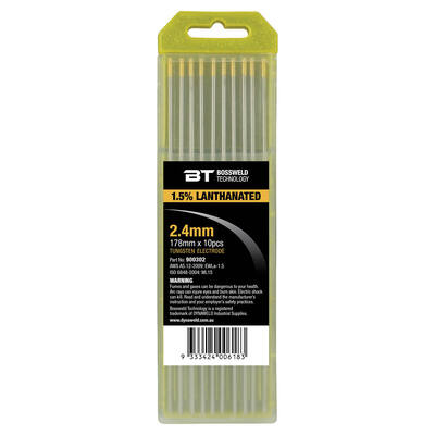 BT Lanthanated Tungsten Electrodes 1.5% 2.4mm x 178mm 900302 Bossweld (Pkt 10)