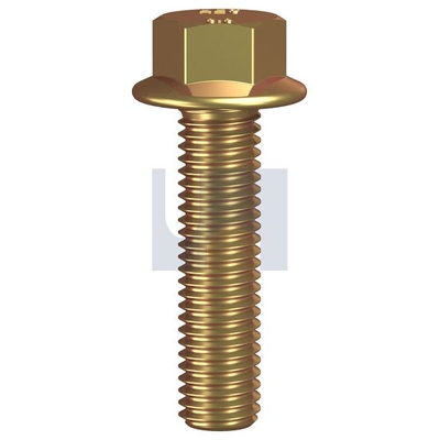 Zinc Yellow Passivate Finish Flanged Hex Bolt No Serr AF08 Class 8.8 Metric Hobson