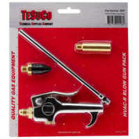 HVAC-R Blow Gun Pack With Safety, Rubber & Ext Tips Inlet 1/4 SAE Flare Male