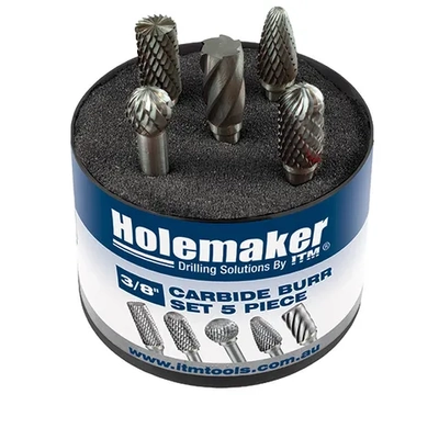 Holemaker 3/8" Carbide Burr 5 Piece Set Round Tube CB-SET-01