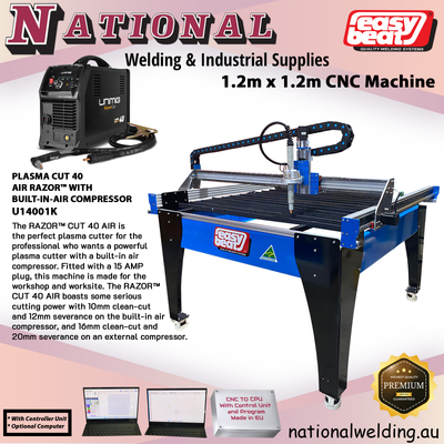 CNC PLASMA MACHINE WITH PLASMA CUTTER 120 RAZOR CUT UNIMIG U14002K CNC1.2MX1.2CUT120