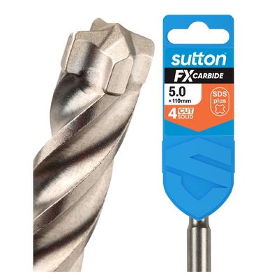Drill D638 Masonry SDS Plus 4Cut Solid FX-Carbide 5.0mm x 100mm Sutton Tools D638HA0500