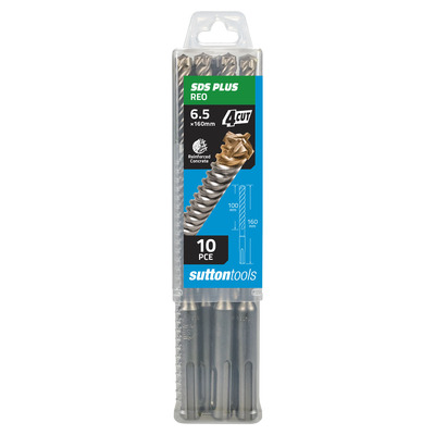 Drill Masonry D682 4X Reo SDS+ 6.5X160 Green Sutton Tools D6820650 Pack Of 10