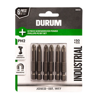 6 Piece Screwdriver Power Phillips 50mm Bit Set Durum DB151