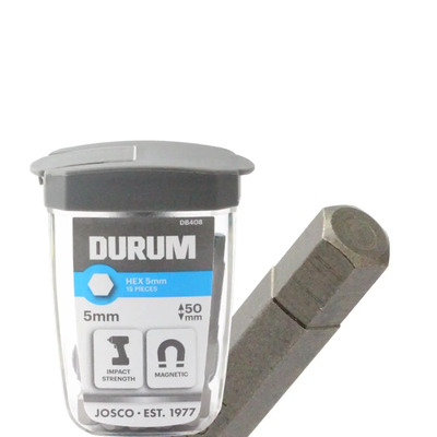 Internal Hex Power Screwdriver Bit W/Case Durum 5 X 50MM - 15 Piece DB408