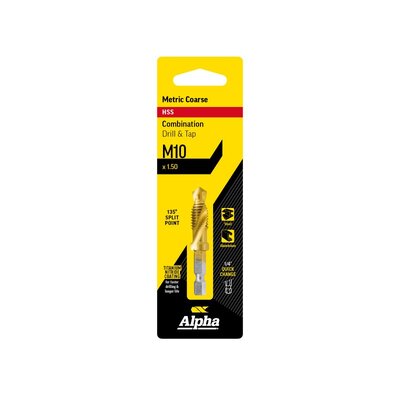 M10 x 1.5 HSS Combination Drill & Tap TiN Coated Alpha DTMC100