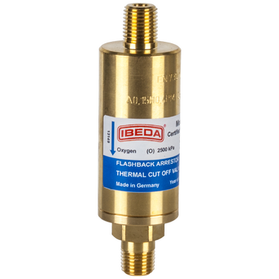 Flashback Arrestor Oxygen High Flow Pipeline 1/4" NPT Male - Male