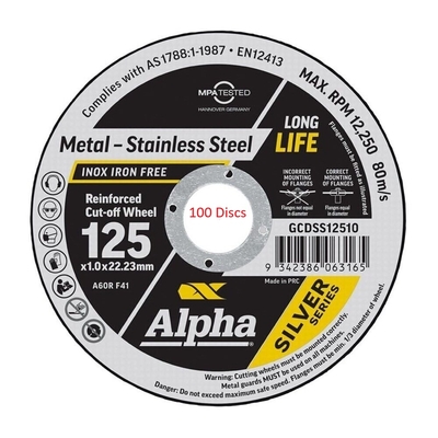 Alpha x Bolle SLAB | 125x1.0mm Silver Series Cutting Disc x100 | Bonus Bolle Safety Glasses - Black