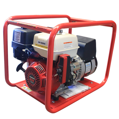 7.5kVA Open Frame Portable Petrol Generator Electric Start Hire Spec Honda GH6000EH