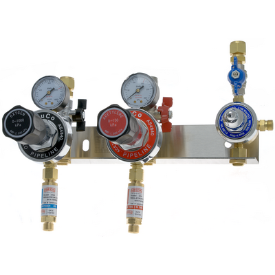 Regulated Outlet Point Triple Oxygen / LPG / Flow Gauge FBA, Isolation, 1/2" Comp