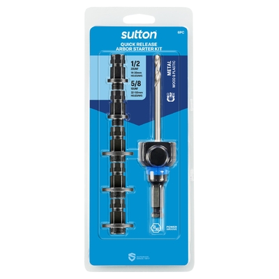 Arbor H122 Holesaw Quick-Release SET W/PILOT & Adaptors 6PC Sutton Tools H1220111