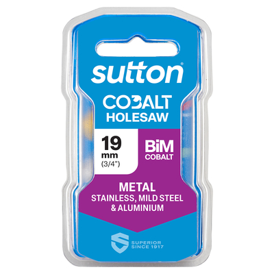 Holesaw H125 Bi-Metal Cobalt HD-Cobalt Hangpack 19mm Sutton Tools H1250190