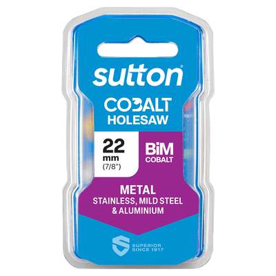 Holesaw H125 Bi-Metal Cobalt HD-Cobalt Hangpack 22mm Sutton Tools H1250220