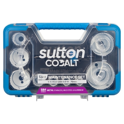 Holesaw H125 Bi-Metal Cobalt Maint Set 19-76mm 13Pc Sutton Tools H125SG13A