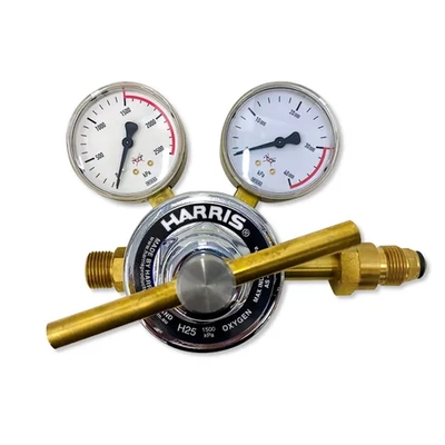 Harris Model H25 Oxygen High Flow Cylinder Regulator Stainless Steel Side Inlet 0-1500kpa H2515B-OXY
