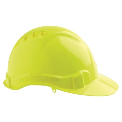 V6 Hard Hat Vented Pushlock Harness Fluro Yellow Pro Choice HHV6-FY