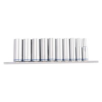 Deep Socket Set on Clip Rail 10 Piece Mirror Polish 3/8" Metric Kincrome K2178 