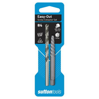 Screw Extractor M602 No.4 Set With 5.5mm Drill Carded Sutton Tools M6020004 Pack Of 2