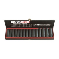 MetrInch Deep Wall Impact Socket Set 1/2" 15 Piece 